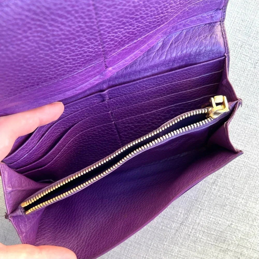 Prada Long Purple Wallet Grain Leather Purple